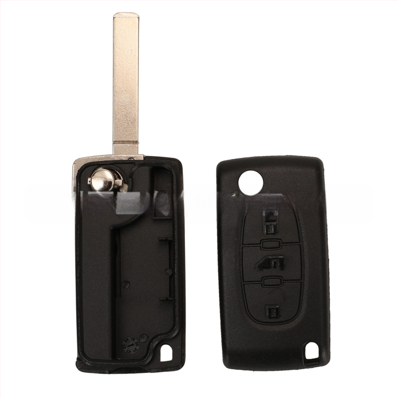 3-gombos összecsukható autókulcs burkolat Peugeot Citroën Fiat CE0523/CE0536 | Műanyag burkolat; kulcs penge anyaga: réz + műanyag; súly 39,5 g