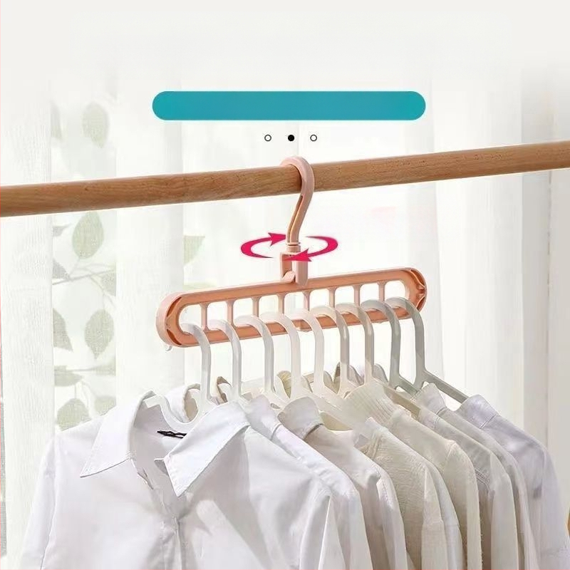 Въртящ се закачалник с девет дупки за общежитие — многофункционален органайзер за дрехи, PP материал, с възможност за персонализация, пуснат през 2020 г., подходящ за дрехи, панталони и вратовръзки