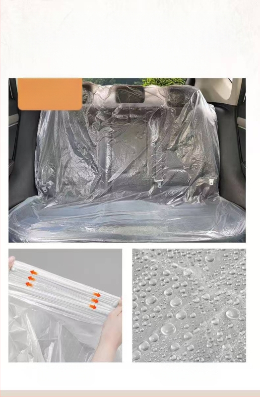 Vienkartinės automobilių sėdynių dangos priekinių ir galinių eilių, dulkių ir vandeniui atsparios, 100% grynos plastikos, išpūstos plėvelės technologija