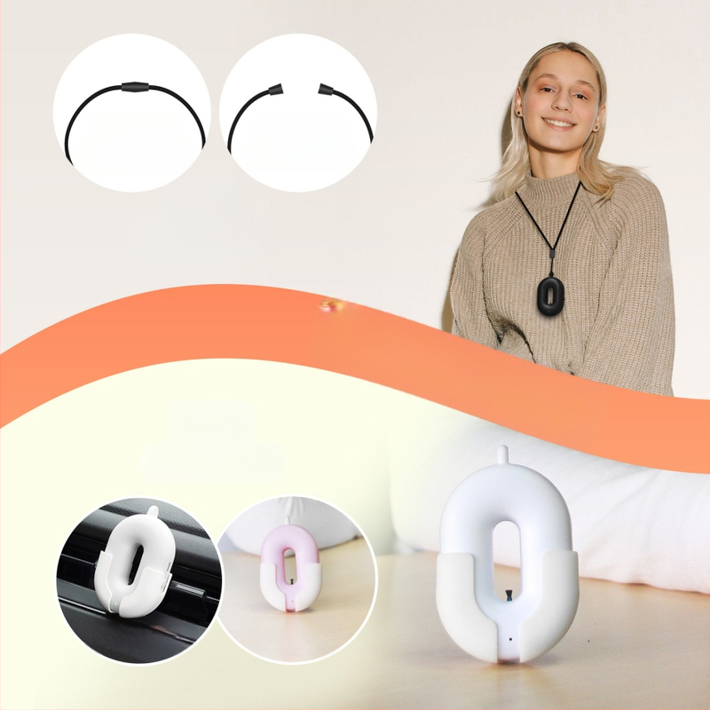 Mini nešiojamas oro valymo įrenginys su neigiamais jonais kaklui — tylus veikimas iki 36 dB, oro srautas 50 m³/h, maitinamas per USB, tinkamas iki 10 m²