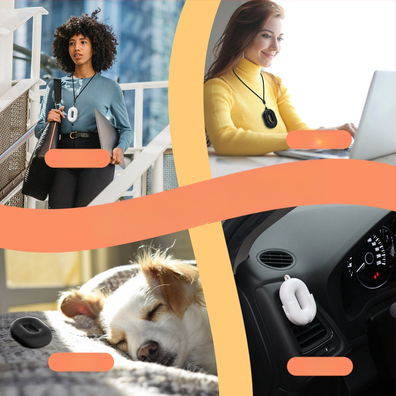 Mini nešiojamas oro valymo įrenginys su neigiamais jonais kaklui — tylus veikimas iki 36 dB, oro srautas 50 m³/h, maitinamas per USB, tinkamas iki 10 m²