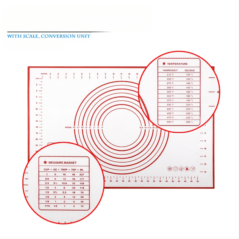 Xuan Juan Platininis Silikono Tešlos Minkymo Kilimėlis su Stiklo Pluoštu – Daugiafunkcinis Tešlos Minkymo, Kočiojimo, Kepimo ir Pjaustymo Kilimėlis, Neslidus, Modernus Stilius