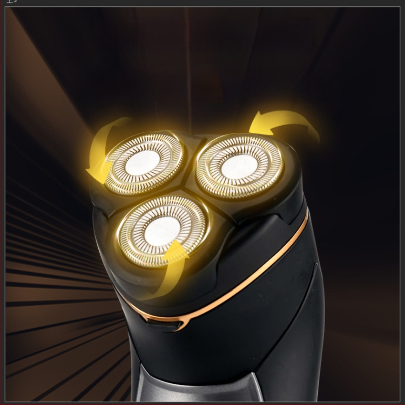 Ανδρική ηλεκτρική ξυριστική μηχανή με επιπλέουσα περιστροφική κεφαλή, ενσωματωμένη μπαταρία 500–800 mAh, αυτονομία έως 120 λεπτά, πλήρως πλενόμενη για ολόκληρο το σώμα, υγρά και ξηρή χρήση