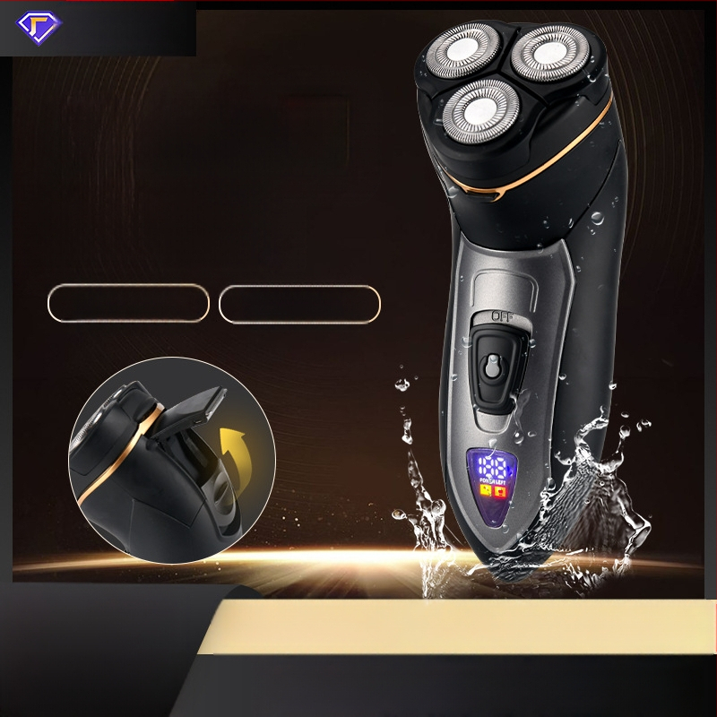 Ανδρική ηλεκτρική ξυριστική μηχανή με επιπλέουσα περιστροφική κεφαλή, ενσωματωμένη μπαταρία 500–800 mAh, αυτονομία έως 120 λεπτά, πλήρως πλενόμενη για ολόκληρο το σώμα, υγρά και ξηρή χρήση
