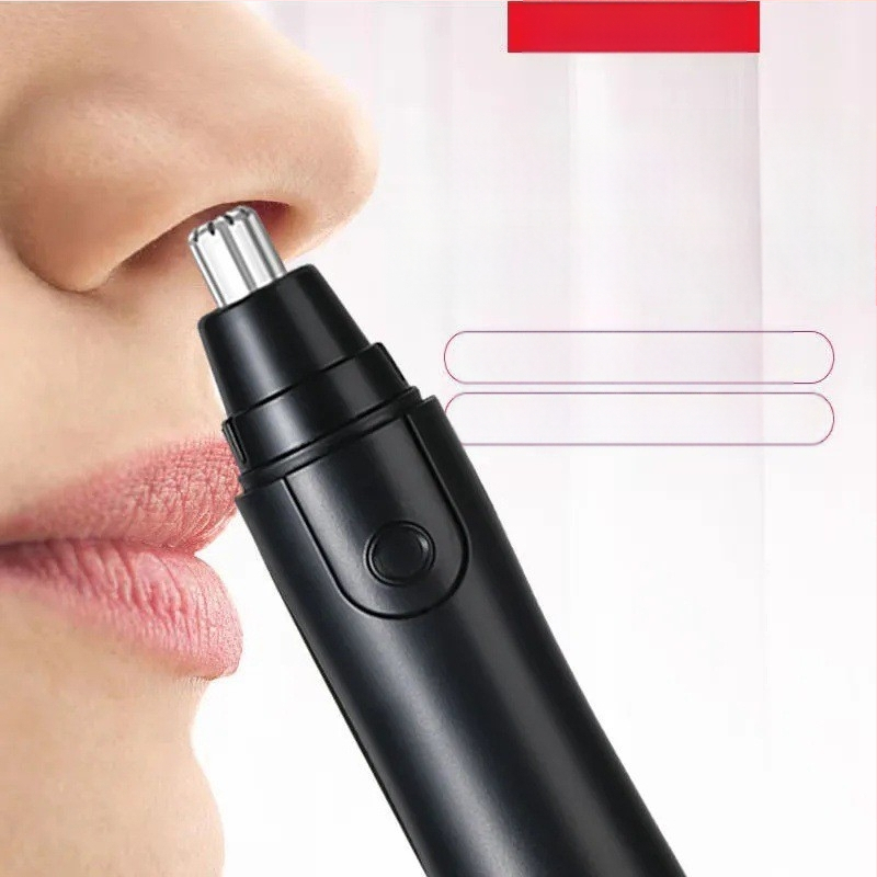 Електрически тример за носни косми и вежди - ABS корпус, батерийно захранване, премахваща се и миеща се режеща глава, без вградена батерия