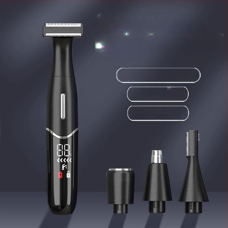 4-σε-1 ηλεκτρικό ξυριστικό και αποτριχωτής σώματος με τρίμερ για ρινικές τρίχες και φρύδια, USB τροφοδοσία, πλήρες καθάρισμα σώματος, βάρος 220 g