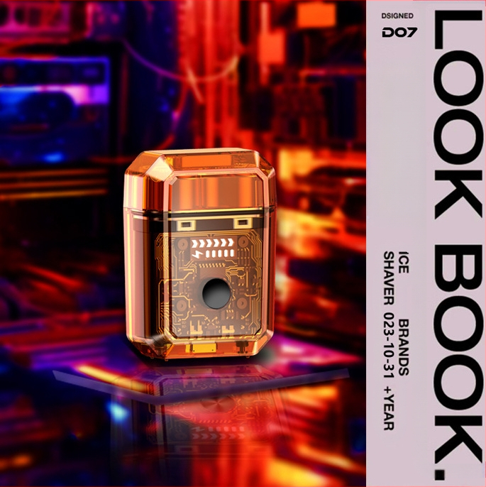 Ηλεκτρική ξυριστική μηχανή με μίνι διαφανή διπλή κεφαλή και μαγνητικό σχεδιασμό — χωρίς ψήκτρες κινητήρας, ενσωματωμένη μπαταρία 300–500 mAh, αυτονομία 60 λεπτών, κεφαλή περιστροφής με δύο λεπίδες, πλήρες πλύσιμο σώματος