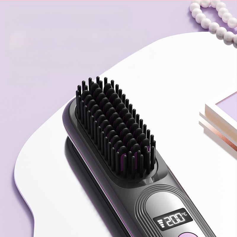 Безжичен LCD гребен за изправяне на коса, презареждаем, 4 температурни нива, 35W, 4000 mAh, за мокра и суха коса