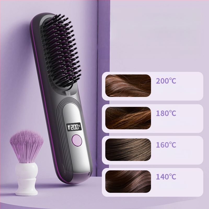 Безжичен LCD гребен за изправяне на коса, презареждаем, 4 температурни нива, 35W, 4000 mAh, за мокра и суха коса