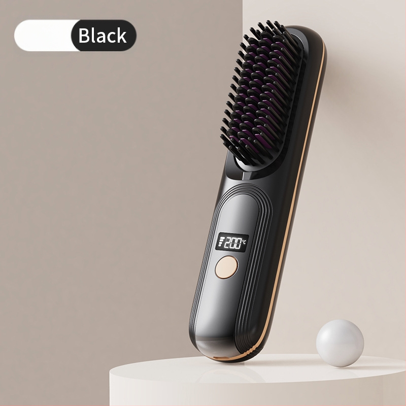 Безжичен LCD гребен за изправяне на коса, презареждаем, 4 температурни нива, 35W, 4000 mAh, за мокра и суха коса
