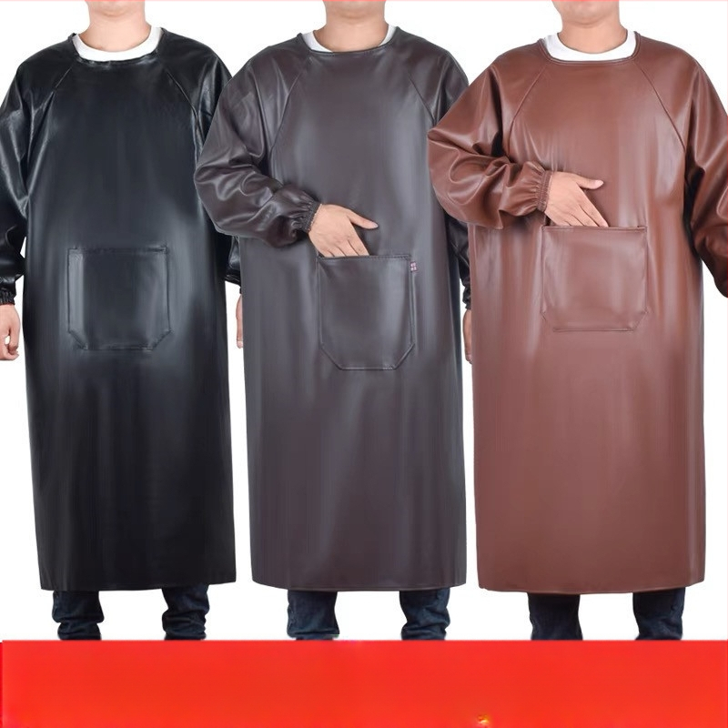 Ujjú kötény PU bőrből, vízálló, modern minimalist stílus, egyszínű minta