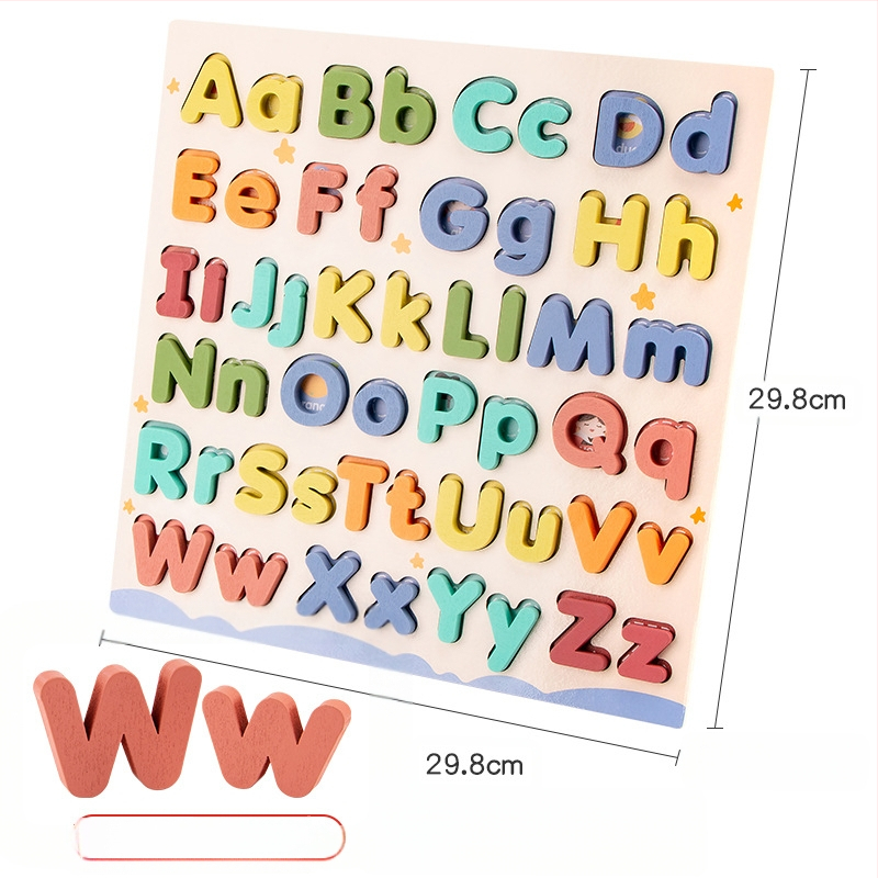 Koka 26 burtu alfabēta puzle bērniem vecumā 4-6 gadi