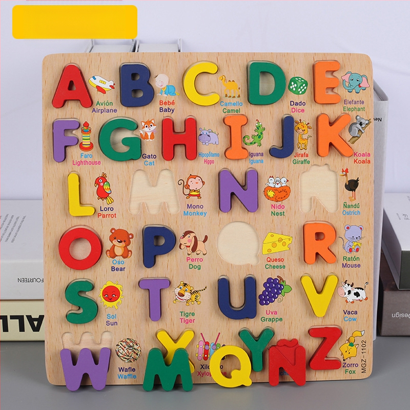 Koka 26 burtu alfabēta puzle bērniem vecumā 4-6 gadi