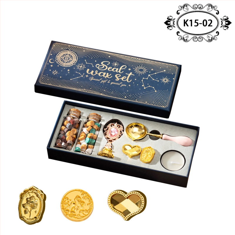 Set voskovih pečata s rukohvatom od dragog kamena u europskom stilu, kutija za pisma i razglednice, žigovi neobičnih oblika