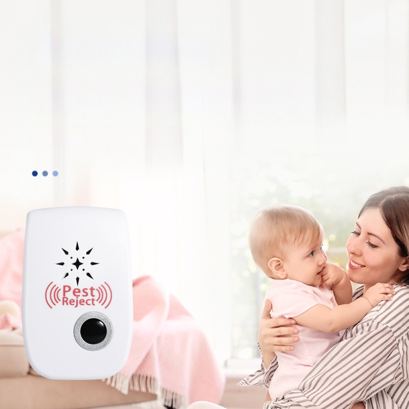 Υπερηχητικός απωθητής εντόμων για κουνούπια και άλλα έντομα - ισχυρός, με διπλό ηχείο και διπλή συχνότητα, με διακόπτη, 360° κάλυψη, νυχτερινό φως