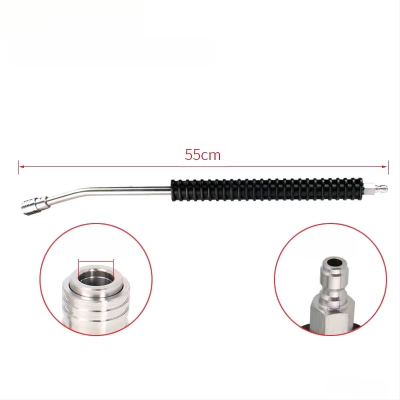 Automobiļu tīrīšanai augstā spiediena pistole ar nerūsējoša tērauda 304 galviņu un plastmasas rokturu; lietojums: auto mazgāšana; spiediens 300; svars 500 g