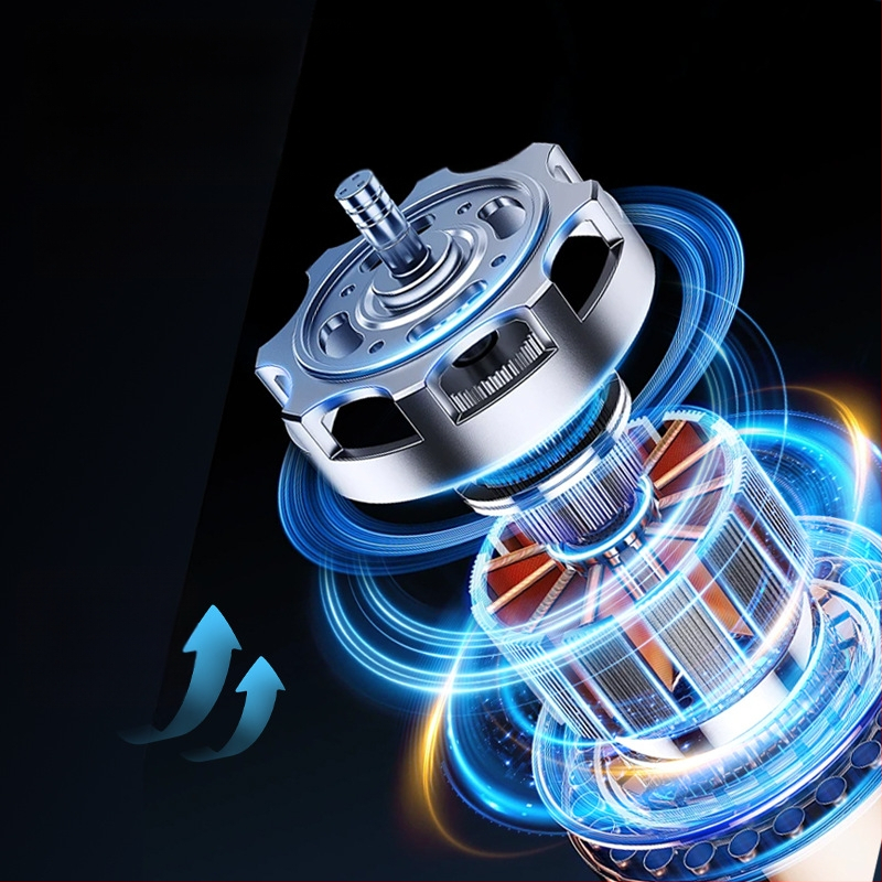 Rankinis nešiojamas lauko ventiliatorius su įmontuota baterija 4000–6000 mAh, USB įkrovimas, bešepetėlinis variklis, be žingsnių greičio reguliavimas, veikimo laikas 1–3 val.