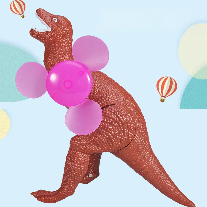 Rankinis dinozaurų ventiliatorius - nešiojamas plastmasinis, apšvietimo funkcija, mini T-Rex žaislas