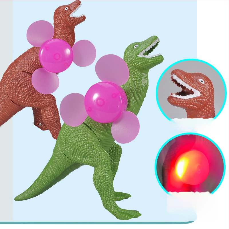 Rankinis dinozaurų ventiliatorius - nešiojamas plastmasinis, apšvietimo funkcija, mini T-Rex žaislas