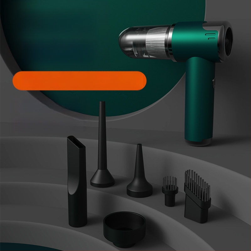 Bezvadu rokas putekļsūcējs automašīnai un mājām, ciklona sprausla, sūcējs 2100–3000 Pa, jauda 75W, darbības laiks 0–1 h, iekšējā baterija 1600–2000 mAh