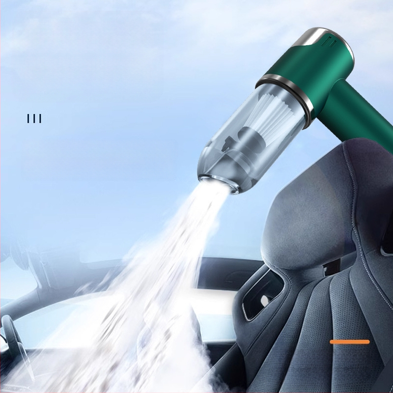 Bezvadu rokas putekļsūcējs automašīnai un mājām, ciklona sprausla, sūcējs 2100–3000 Pa, jauda 75W, darbības laiks 0–1 h, iekšējā baterija 1600–2000 mAh