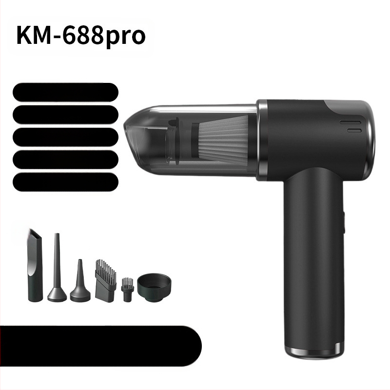 Bezvadu rokas putekļsūcējs automašīnai un mājām, ciklona sprausla, sūcējs 2100–3000 Pa, jauda 75W, darbības laiks 0–1 h, iekšējā baterija 1600–2000 mAh