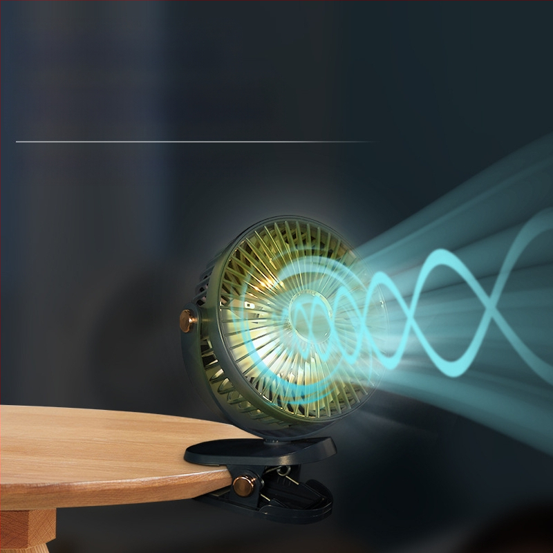Klipinamas stalinis ventiliatorius su USB įkrovimu, brushless motoras, 5 greičiai, žemas triukšmas, įmontuota 1200–2000 mAh baterija