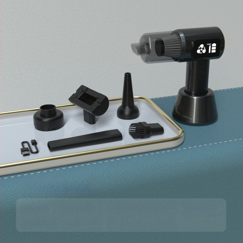 Bezvadu automobiļa putekļu sūcējs ar digitālo displeju, divējāda izmantošana auto un mājai, pārnēsājams, 60W, 6000Pa, uzlādējams