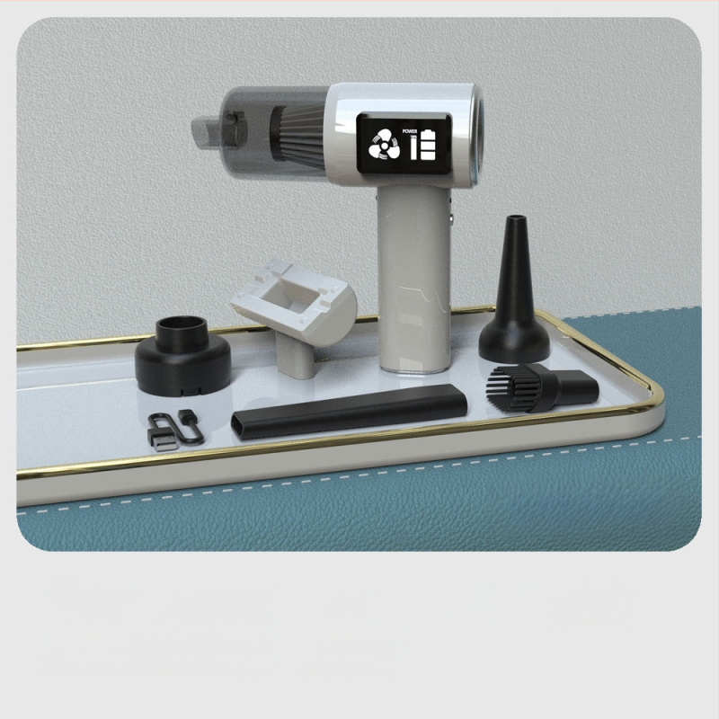 Bezvadu automobiļa putekļu sūcējs ar digitālo displeju, divējāda izmantošana auto un mājai, pārnēsājams, 60W, 6000Pa, uzlādējams