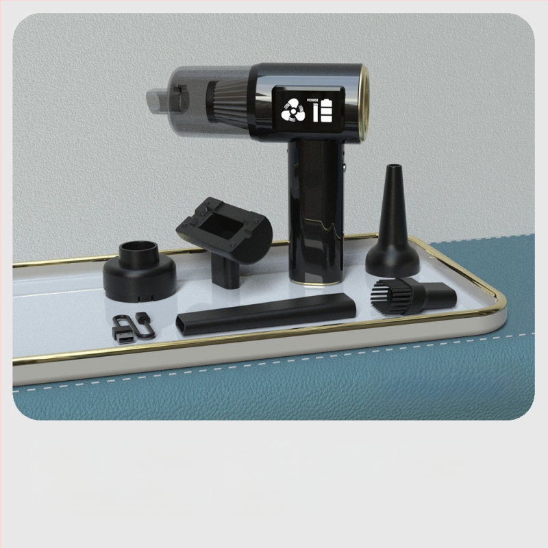 Bezvadu automobiļa putekļu sūcējs ar digitālo displeju, divējāda izmantošana auto un mājai, pārnēsājams, 60W, 6000Pa, uzlādējams