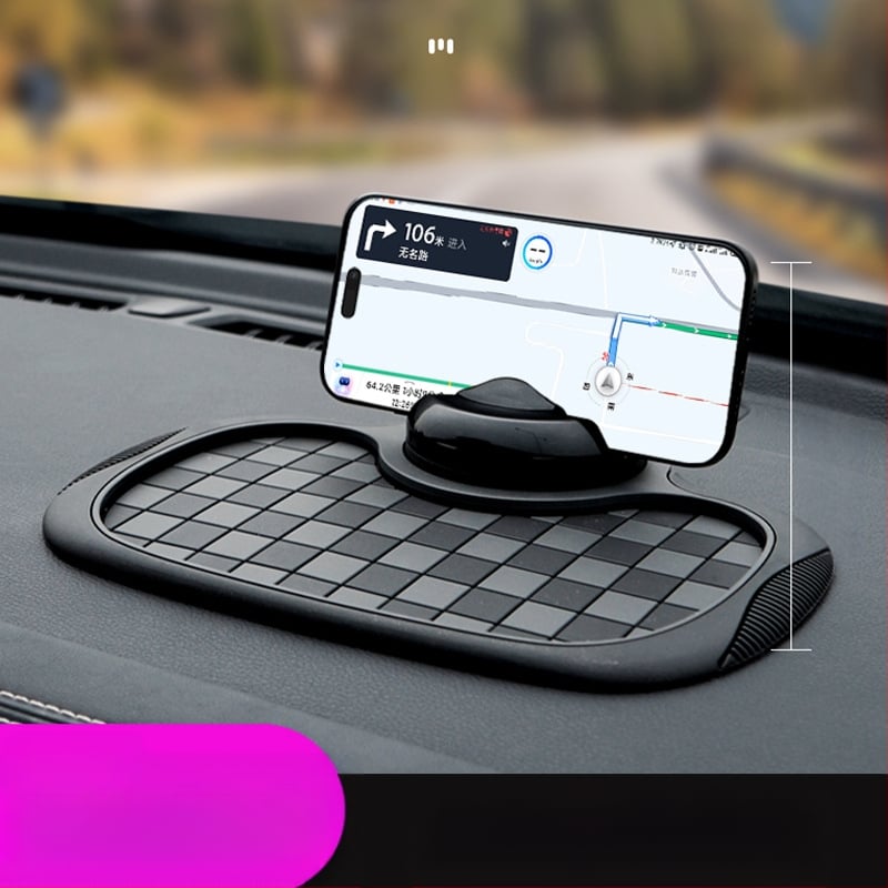 Automobilio neslystantis kilimėlis su šachmatų raštu, telefono laikiklis ir saugojimo kilimėlis prietaisų skydelyje; PVC medžiaga, pritaikymas, logotipo spausdinimas