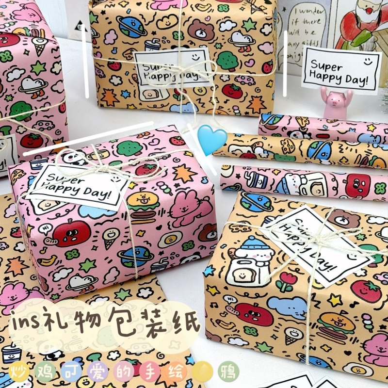 Zheng cheng Graffiti опаковъчна хартия комплект — подаръчна опаковка, 6 листа с двустранна лента; 4 листа с двустранна лента