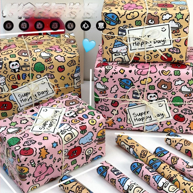 Zheng cheng Graffiti опаковъчна хартия комплект — подаръчна опаковка, 6 листа с двустранна лента; 4 листа с двустранна лента