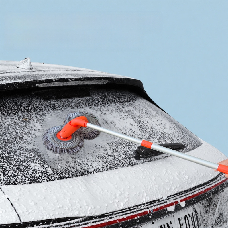 Auto mazgāšanas mop ar Chenille šķiedrām, alumīnija kāts, PP korpuss, izvelkams dizains, pielāgojams