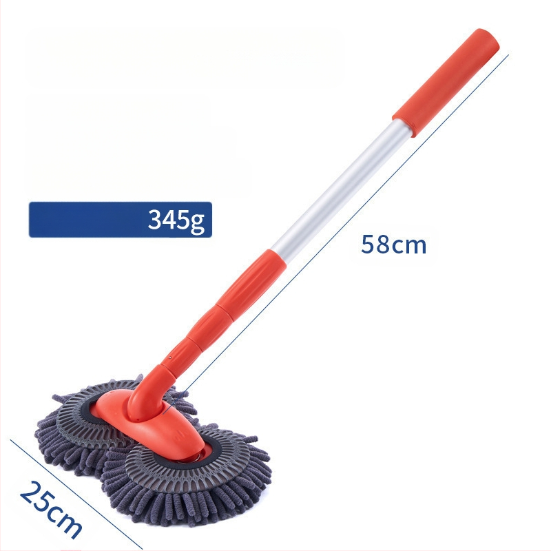 Auto mazgāšanas mop ar Chenille šķiedrām, alumīnija kāts, PP korpuss, izvelkams dizains, pielāgojams