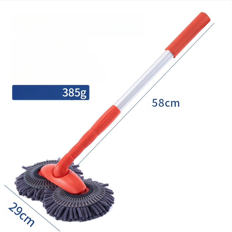 Auto mazgāšanas mop ar Chenille šķiedrām, alumīnija kāts, PP korpuss, izvelkams dizains, pielāgojams