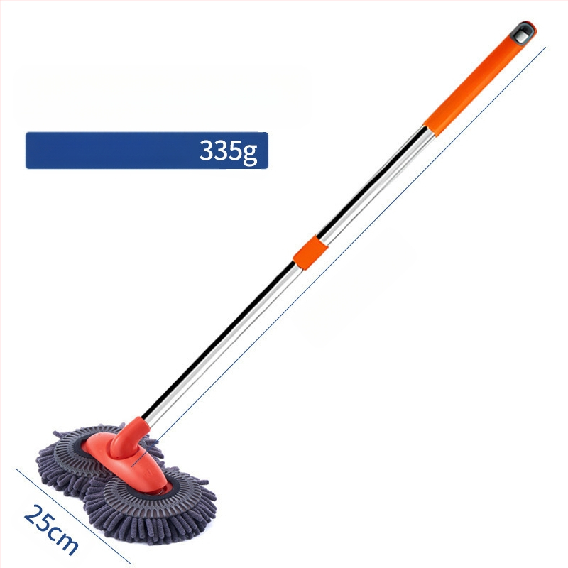 Auto mazgāšanas mop ar Chenille šķiedrām, alumīnija kāts, PP korpuss, izvelkams dizains, pielāgojams