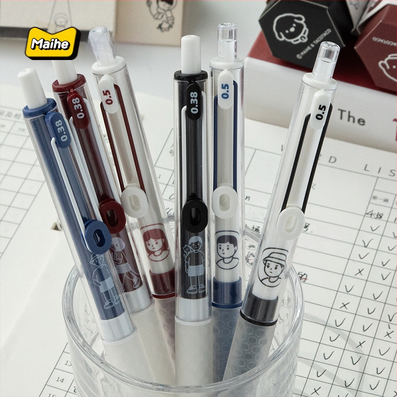 Gelio rašiklis Wheat and TACOTACO su avilių plokštelių tekstūra ir minkštu laikymu, 4 vnt. rinkinys sešiakampėje dėžutėje