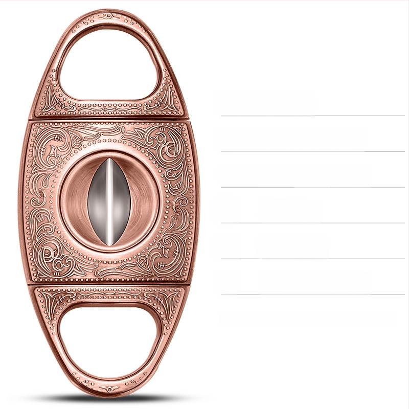 Цигарен резак от неръждаема стомана, гравиран дизайн, преносим и издръжлив, V-образен прорез за отвори, модел CL-J06