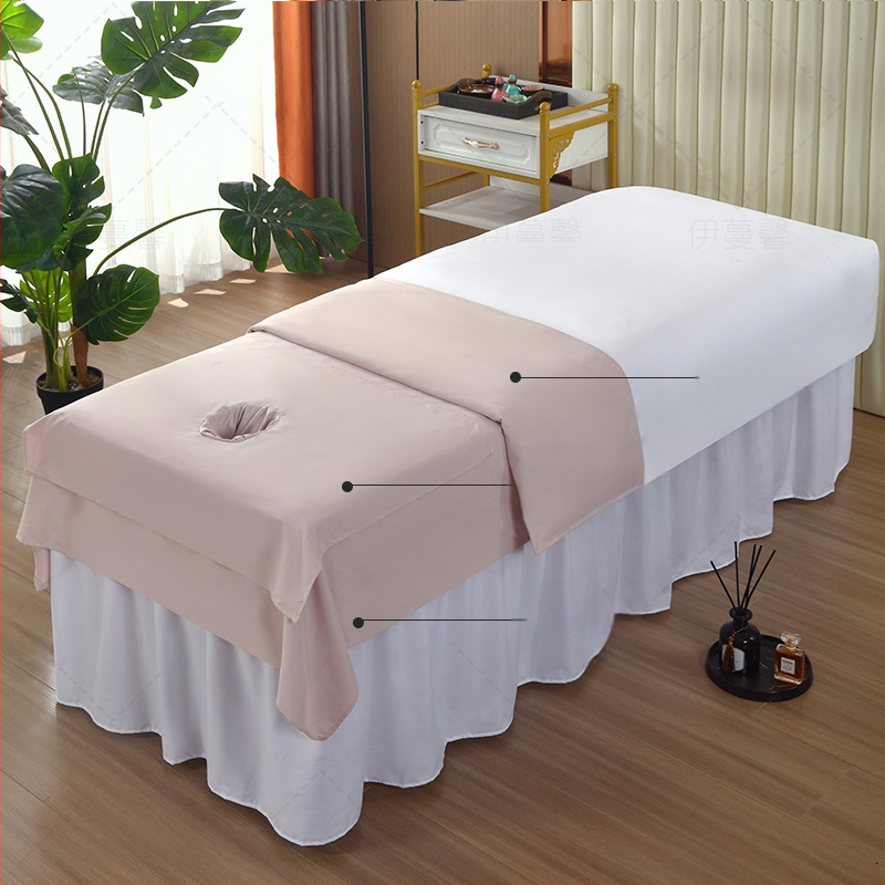 Szépségszalon masszázságy lepedő lyukakkal, twill szövés, kémiai rost, egyszínű, reaktív festés, testreszabható, egy darabos kivitel támogatott