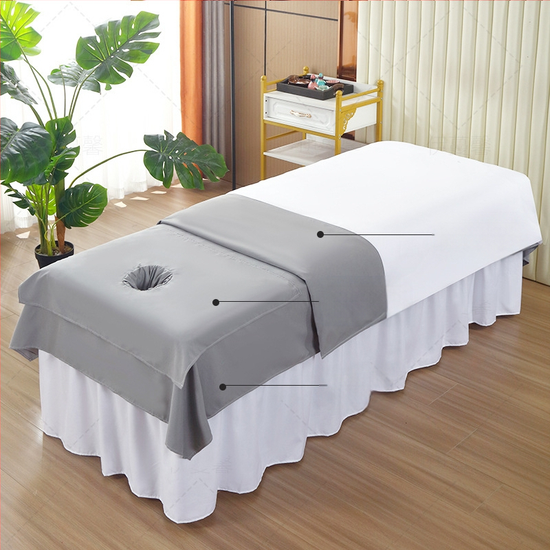 Szépségszalon masszázságy lepedő lyukakkal, twill szövés, kémiai rost, egyszínű, reaktív festés, testreszabható, egy darabos kivitel támogatott