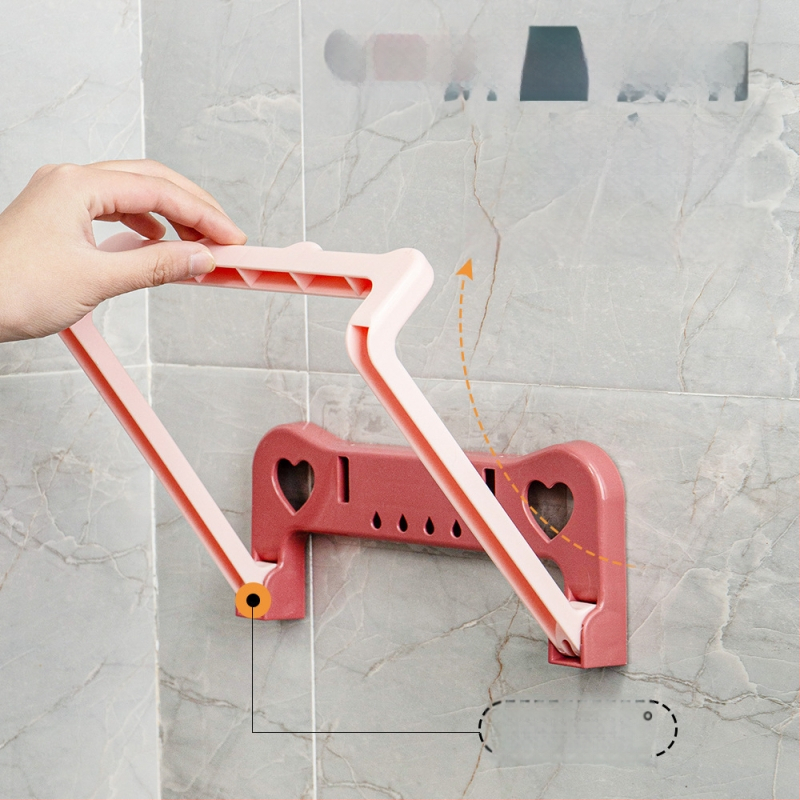 Sulankstomas sieninis praustuvo laikiklis, be gręžimo, plastikas, 5 kg apkrova, 1 pakopa, šiuolaikinis minimalistinis stilius