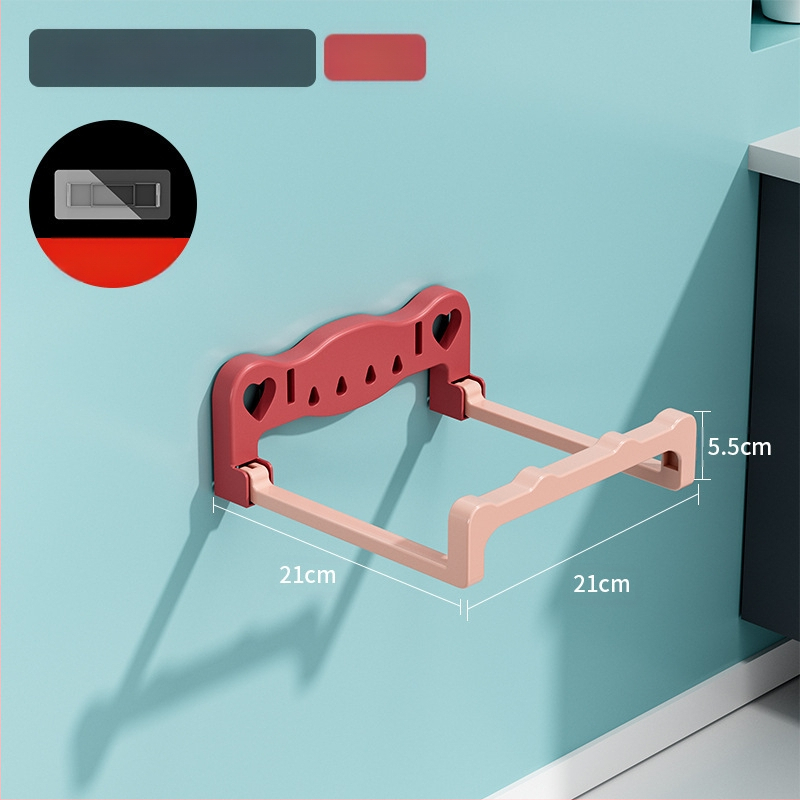 Sulankstomas sieninis praustuvo laikiklis, be gręžimo, plastikas, 5 kg apkrova, 1 pakopa, šiuolaikinis minimalistinis stilius