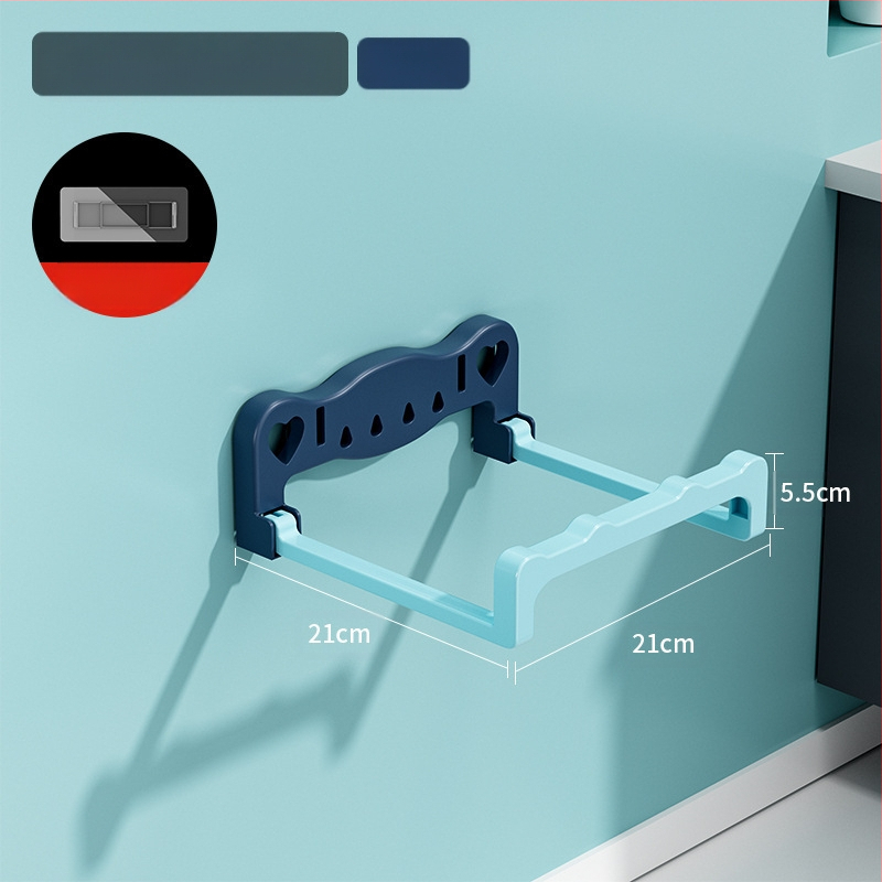 Sulankstomas sieninis praustuvo laikiklis, be gręžimo, plastikas, 5 kg apkrova, 1 pakopa, šiuolaikinis minimalistinis stilius