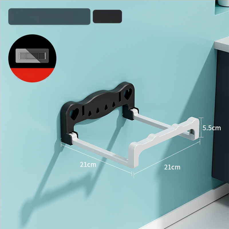 Sulankstomas sieninis praustuvo laikiklis, be gręžimo, plastikas, 5 kg apkrova, 1 pakopa, šiuolaikinis minimalistinis stilius