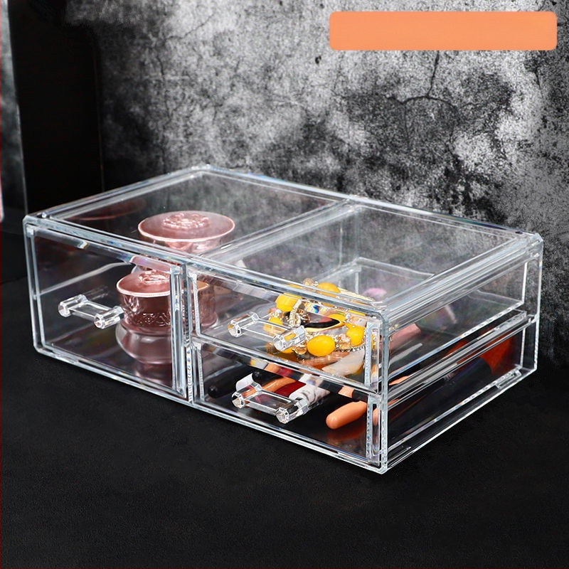 Διαφανές κουτί αποθήκευσης καλλυντικών με συρτάρι για γραφείο, PS πλαστικό; σετ 4 τεμαχίων; 2 κιλά