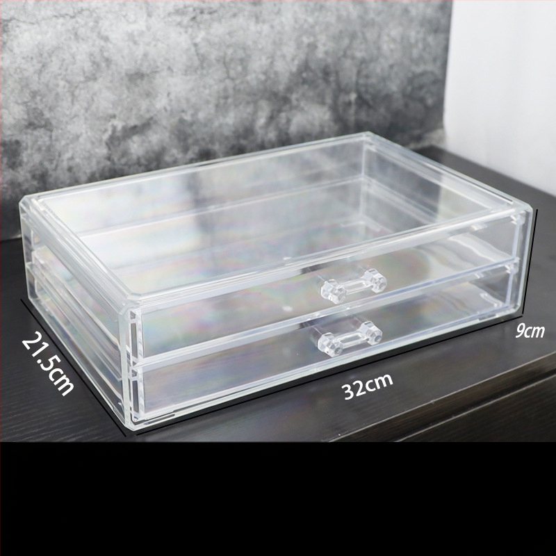 Διαφανές κουτί αποθήκευσης καλλυντικών με συρτάρι για γραφείο, PS πλαστικό; σετ 4 τεμαχίων; 2 κιλά