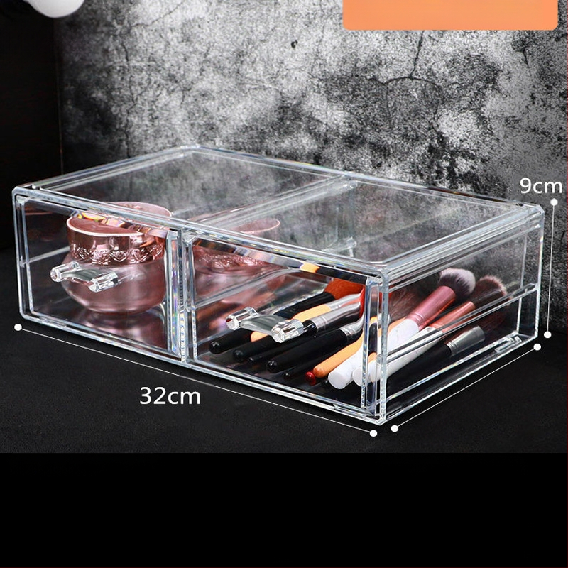 Διαφανές κουτί αποθήκευσης καλλυντικών με συρτάρι για γραφείο, PS πλαστικό; σετ 4 τεμαχίων; 2 κιλά
