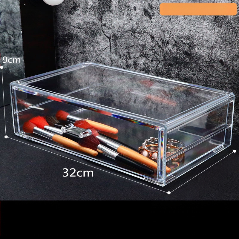 Διαφανές κουτί αποθήκευσης καλλυντικών με συρτάρι για γραφείο, PS πλαστικό; σετ 4 τεμαχίων; 2 κιλά