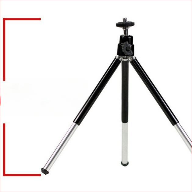 Mini asztali telefonhoz tervezett tripod, 2-szekciós teleszkópos – alumínium-plasztikából készített; kompatibil 45–85 mm-es telefonokhoz; magasság 11–22 cm; maximális teher 1